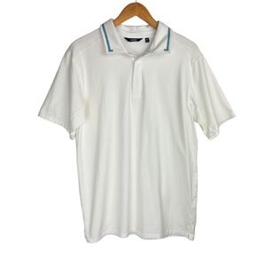 Radmor Golf Mens Polo Shirt Sz Large White Blue Pima Cotton